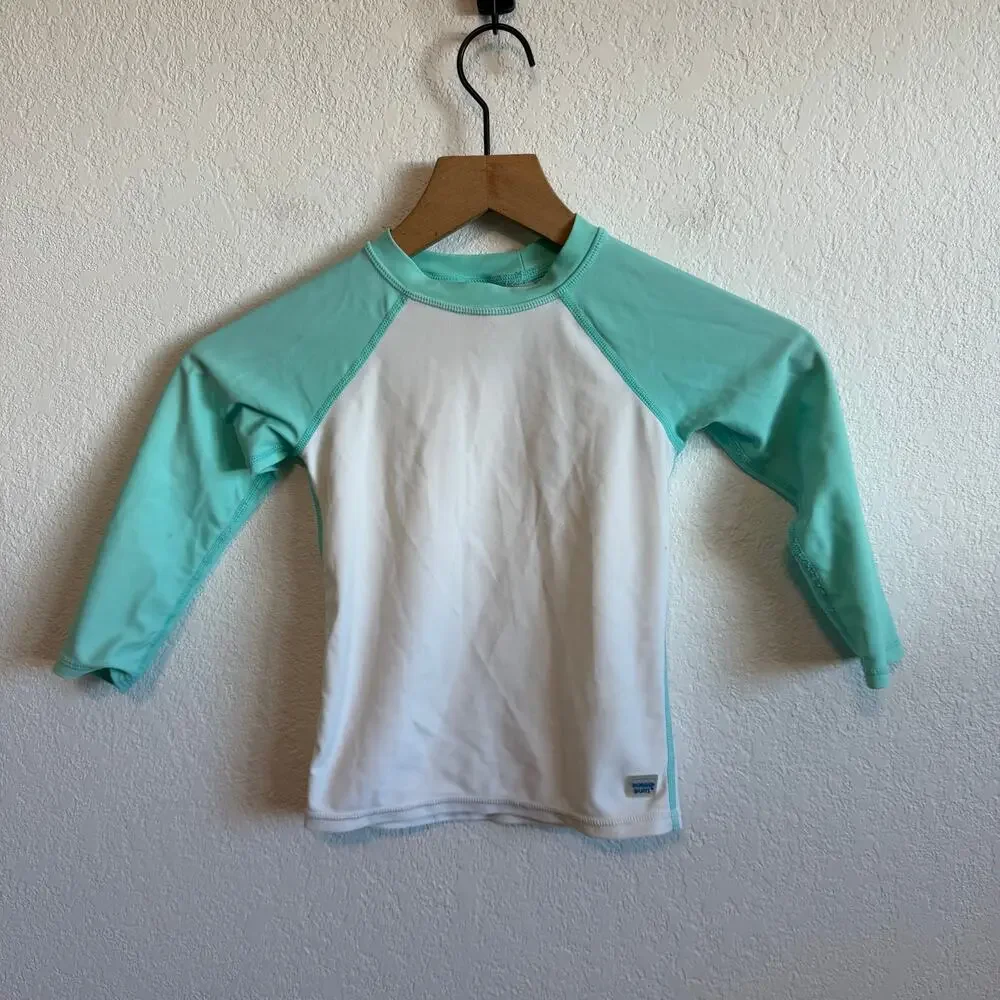 Rugged Butts Baby Boys Colorblock Long Sleeve Rash Guard Island Blue White 3T